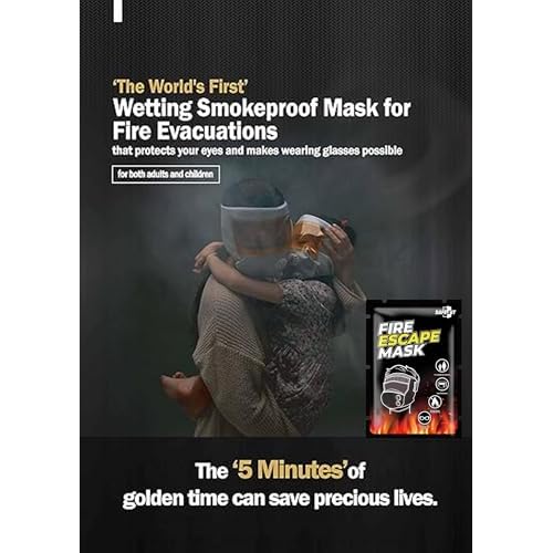 Emergency Fire Escape Smoke Face Cover Mask ? Home Essentials For Survival Rescue Device Protection with Moisture Barrier, Heat-Resistant Goggles, & Calming Extracts (Use it in case of fire)