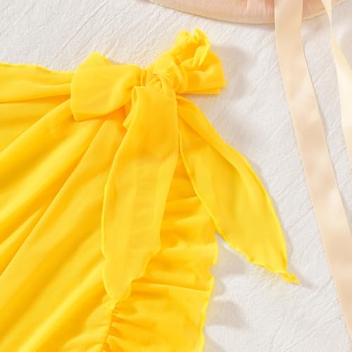 Girls One-Piece Swimsuit for Ages 9-10 - Yellow