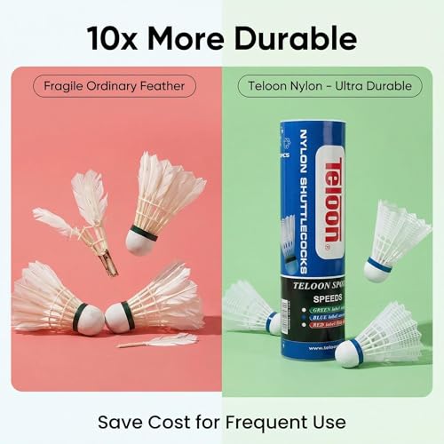 Durable Nylon Badminton Shuttlecocks - Blue Medium, 6 Pack