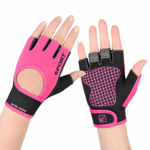 Fingerless Workout Gloves for Men & Women - Medium Pink