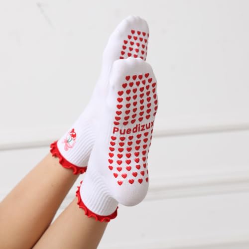 Grip Yoga Socks for Women - Cute Pilates Socks, One Size Red
