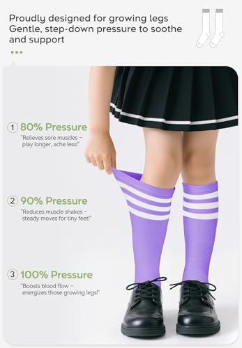 Knee High Kids Soccer & Baseball Socks - Cotton Tube Socks for Ages 3-12