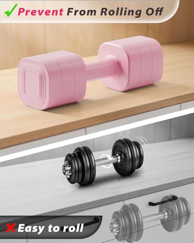 Adjustable Dumbbell Set - 2 to 10 lb Weights for Home - Pink