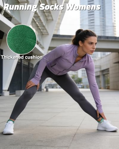Ankle Socks for Women - Cushioned Cotton Running Socks - One Size / Blue Green Purple Pink Orange