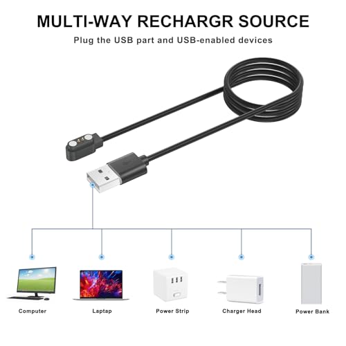 Magnetic 2-Pin Smartwatch Charging Cable for VeryFit Models - 1.6ft