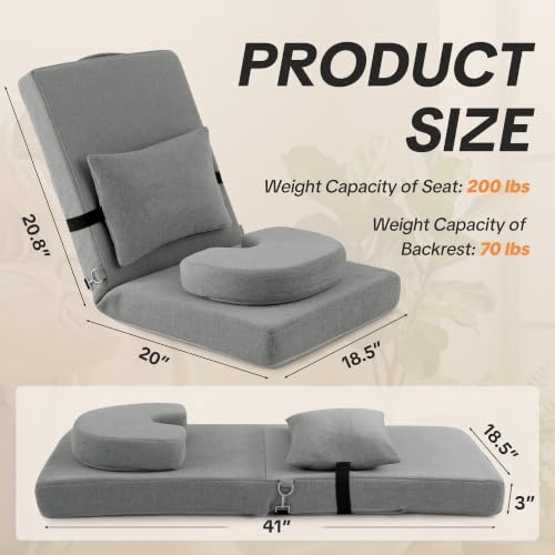 Adjustable Meditation Chair with Lumbar Support & Cushion - Foldable