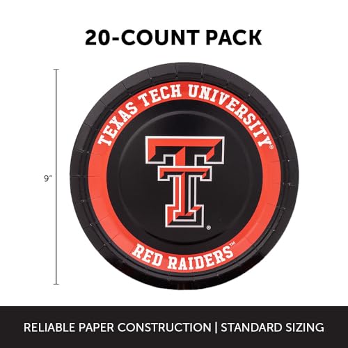 Texas Tech University 20-Count 9-Inch Paper Plates for Celebrations