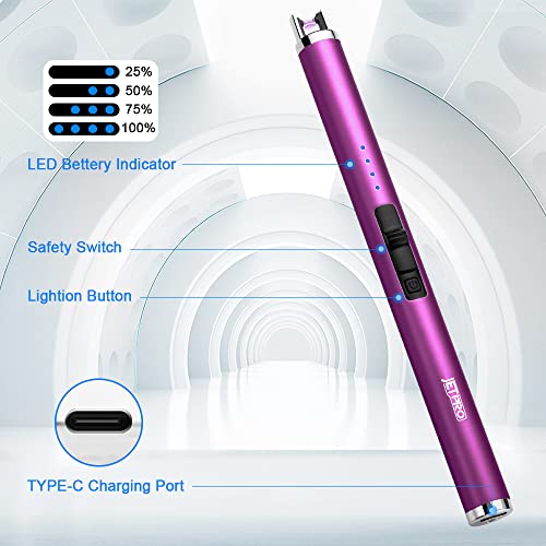 USB Rechargeable Electronic Arc Lighter - Windproof Flameless - Purple