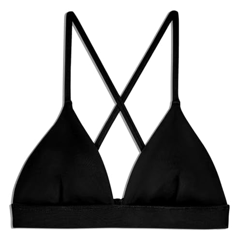 KNIX Teen Girls Black Triangle Bikini Top - UPF 50+ Swimsuit, Removable Cups, Adjustable Fit