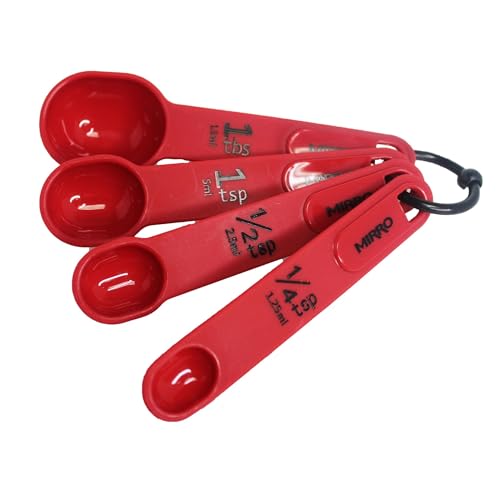 4 Piece Nested Measuring Spoons Set - Red Kitchen Tool