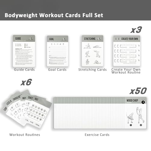 Dumbbell Workout Cards - 62 Large Exercise Cards for Strength Training