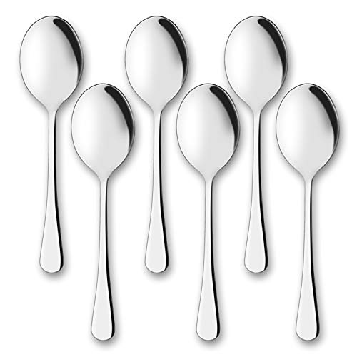 AOOSY 6-Pack Large Serving Spoons 9.8in Buffet Utensils Silver