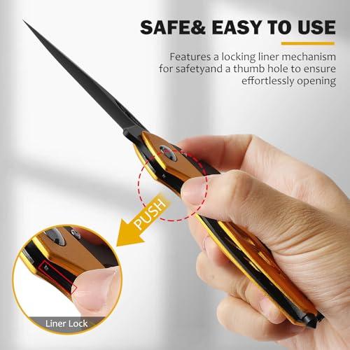 6-in-1 Carabiner Multitool with Folding Knife - Gold