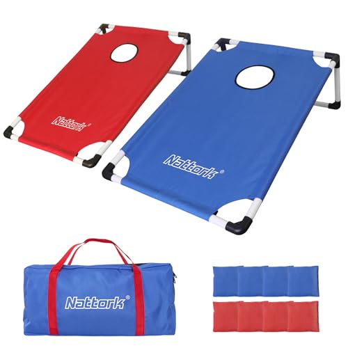 Portable Cornhole Set with Carrying Case - Red & Blue Framed