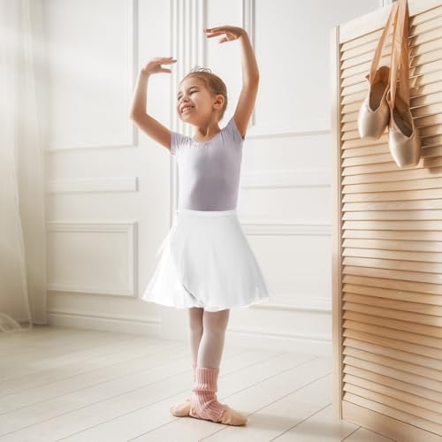 Girls Ballet Wrap Skirt with Ties - Flowy Chiffon - White