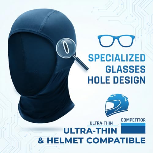 Cooling Ice Silk Skull Cap Helmet Liner Balaclava Mask - Black Long