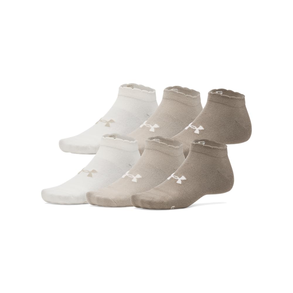 Under Armour Unisex Essential Low Socks 6 Pack, (200) Taupe Dusk/Taupe Dusk/Stone, Small