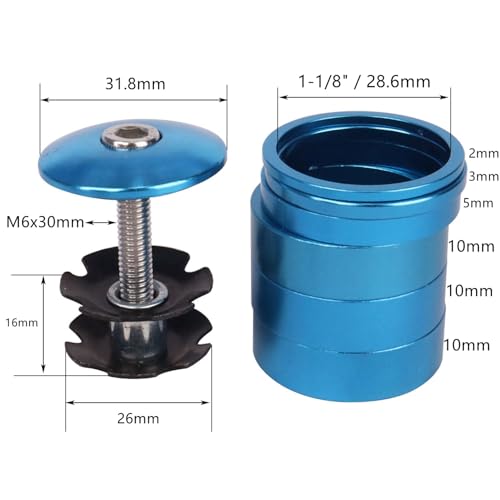 Blue Aluminum 1-1/8 Inch Bicycle Headset Spacers MTB BMX Road Bike Upgrade