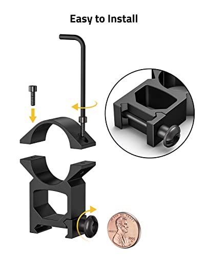 1 Inch Scope Rings - High Picatinny Mounts - 2 Pieces - Black