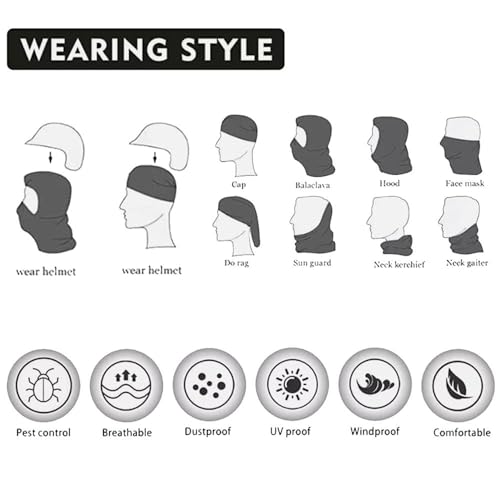 Balaclava Ski Mask UV Face Cover - Standard One Size