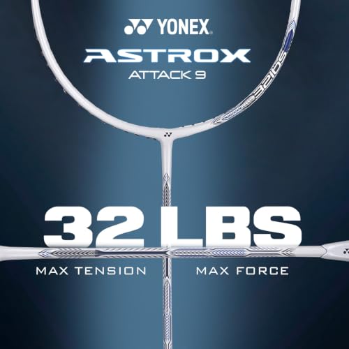 Badminton Racquet Astrox Attack 9 - Pre-Strung Pearl White