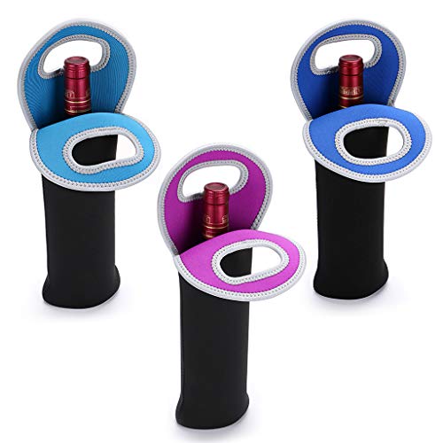 Insulated Neoprene Wine Carrier Tote Bag Set of 3 - Portable Bottle Holders