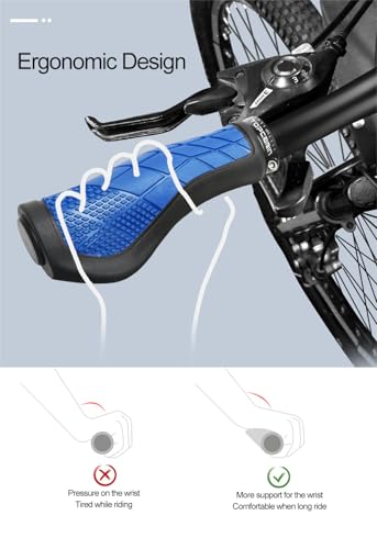 TOPCABIN Blue Bike Handles - Ergonomic Rubber Bicycle Grips for Road & MTB Bikes