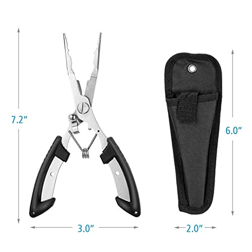 Aluminum Fishing Pliers with Fish Lip Gripper & Lanyard