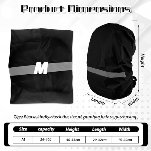Ultralight Waterproof Backpack Rain Cover with Reflective Strips - 26-40L