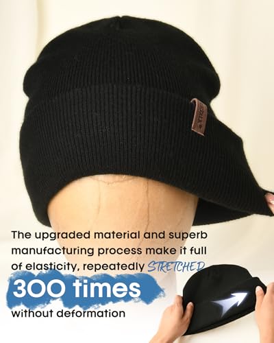 Thick Double Knit Cuffed Beanie - Black Winter Skull Cap