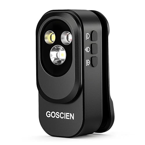 GOSCIEN Pro Rechargeable EDC Flashlight Clip-on Light 500 Lumens Clip Light with Three Lighting Solutions USB C Charging Magnetic IPX6 Waterproof Flashlight for Cycling, Outdoor and etc(Black)