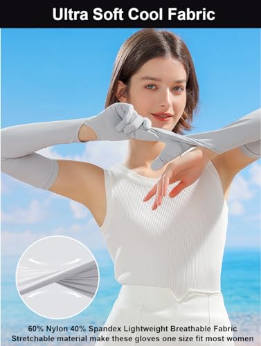 UV Protection Full Finger Women's Driving Gloves - White