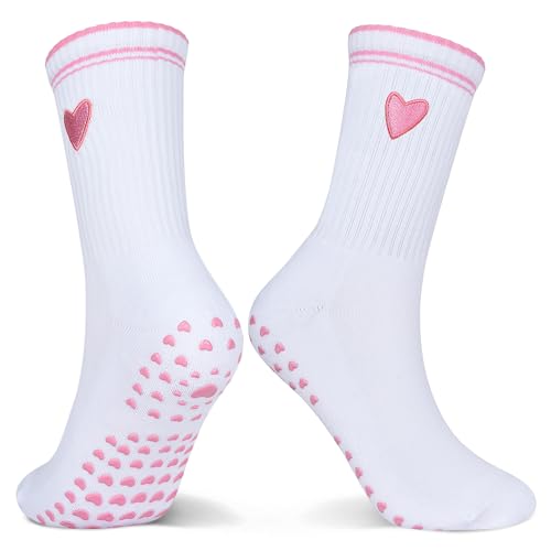 Non-Slip Pilates Socks for Yoga & Barre - Pink, US Sizes 5-11