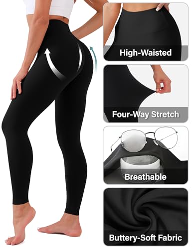 High Waisted Leggings with Pockets for Women - Full Length Yellow