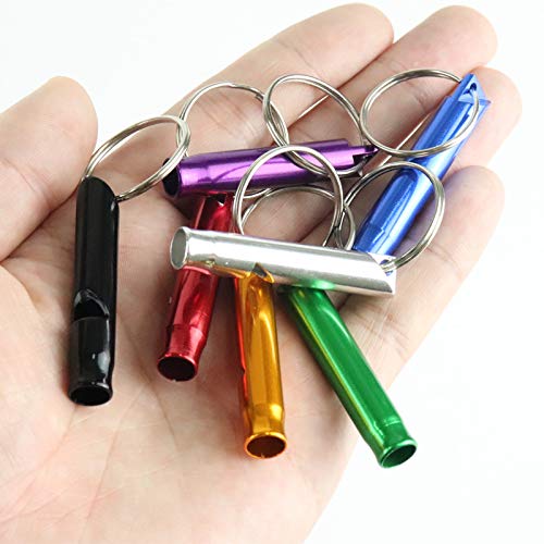 Set of 12 Aluminum Emergency Survival Whistles with Key Rings - 120dB