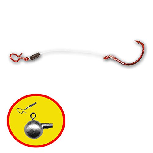 Sting'r Fishing Stinger Hook with 12lb Leader - Size #10 Treble - Red 2"