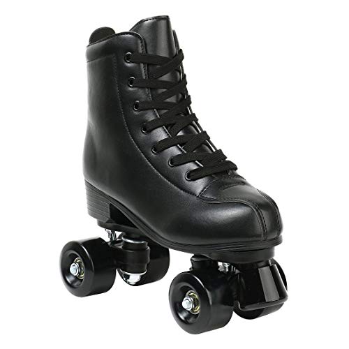 XUDREZ Double Row Roller Skates for Women Men Black Flash Wheel Size 8.5 Women 7 Men