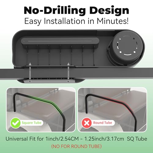 Golfcozer Black Cup Holder & Armrest for Golf Cart – Universal Fit, Waterproof, Tool-Free Installation