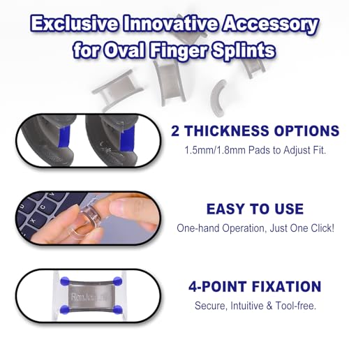 Clear Oval Finger Splint Kit - 8Pcs with Click-Lock Adjustment, Size 1-4