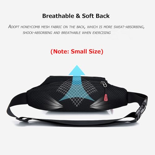 Jinfield Water-Resistant Unisex Fanny Pack Black, Small Sports Waist Bag