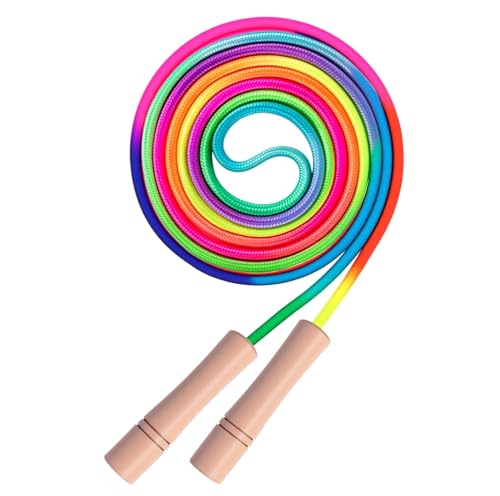 Rainbow Jump Rope for Kids - Adjustable 8.5FT Nylon Skipping Rope