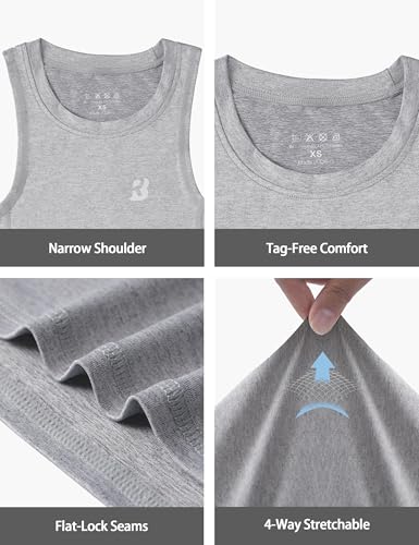 Boys Compression Tank Top - Quick Dry Athletic Base Layer - Light Gray Large