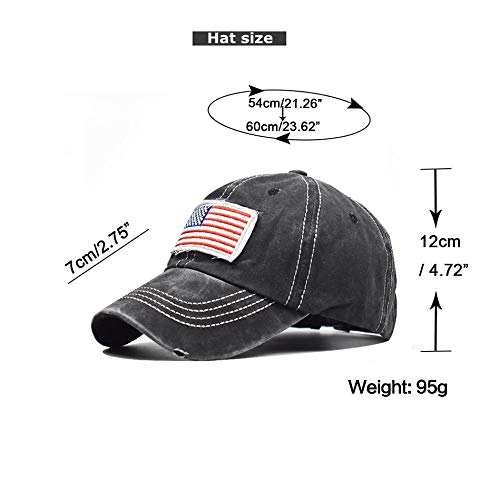 Distressed USA Flag Baseball Cap for Women & Men - Black