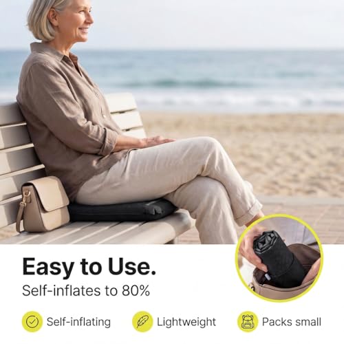 Black Inflatable Seat Cushion 2-Pack Portable Travel & Outdoor Comfort