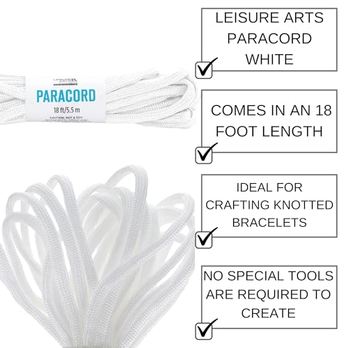 Nylon Paracord Crafting Cord - 18 Feet - White