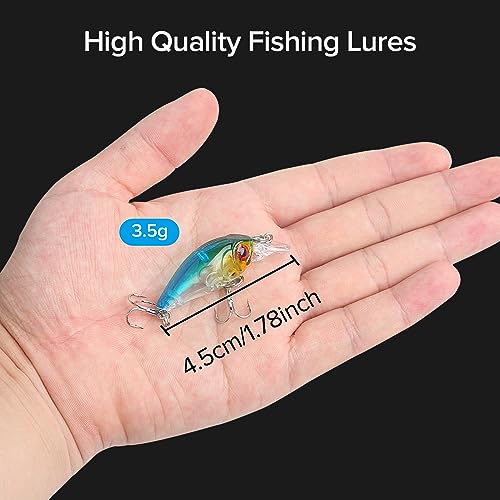 9-Piece Minnow Fishing Lures Set with Treble Hooks - Mixed Colors
