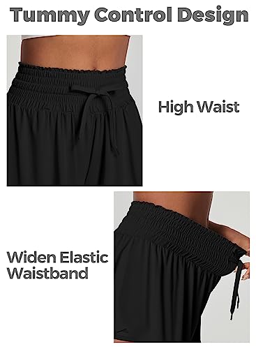 IUGA Women's High Waist Butterfly Athletic Shorts Large Black for Running & Workout
