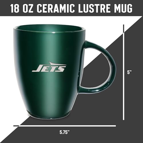 New York Jets NFL Sunburst 18oz Laser Engraved Ceramic Mug - Rico Industries
