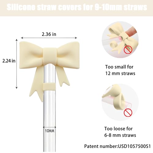 Bow Straw Toppers - 6 Colorful Silicone Covers for Stanley Cups