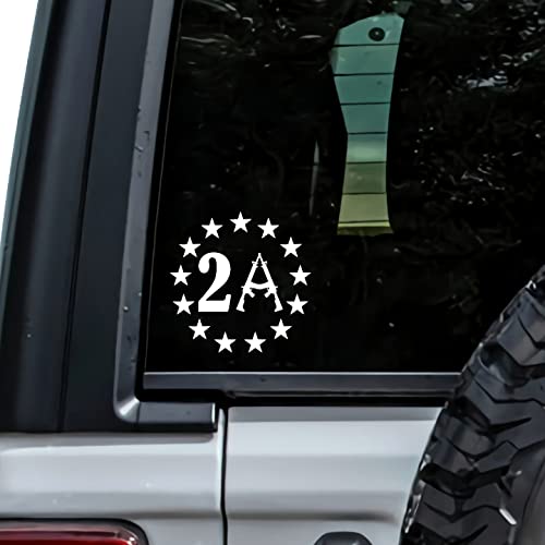 AR-15 Vinyl Decal Sticker - 2A Stars 5" - White